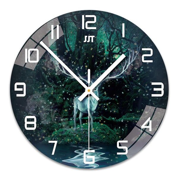 

tempered glass transparent creative mute modern design wall clock for home kitchen living room decor battery operated silent