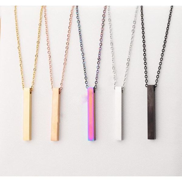

5 colors polished stainless steel blank bar necklaces geometric square vertical long bar pendant necklace pendants diy customize 8imlv, Silver
