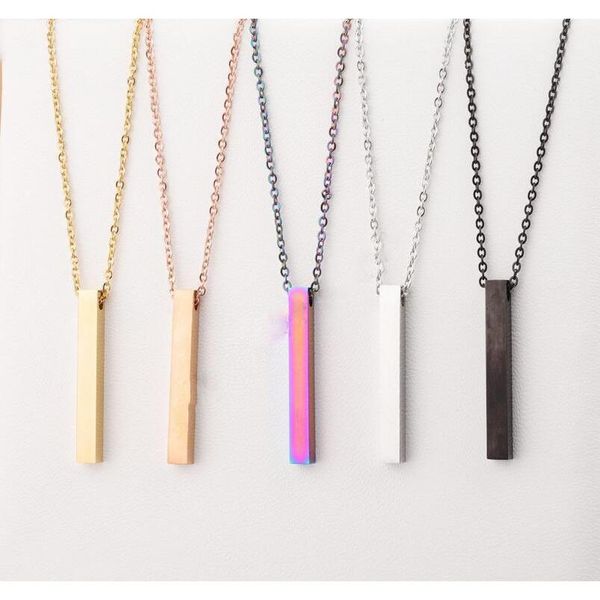 

5 colors polished stainless steel blank bar necklaces geometric square vertical long bar pendant necklace pendants diy customize 8imlv, Silver