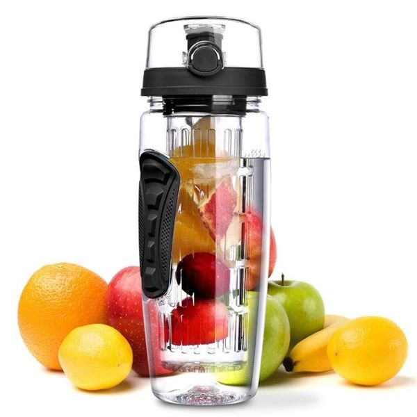 32 oz 0.9l Tragbare Tritan Getränke Obst Infuser Saft Shaker Reise Sport Wasser Detox Flasche 201221