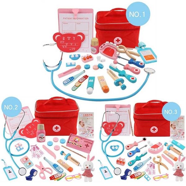 

children pretend doctor toy set durable nurse injection tool wooden simulation medicine box sturdy gift case educational toys dr y200428