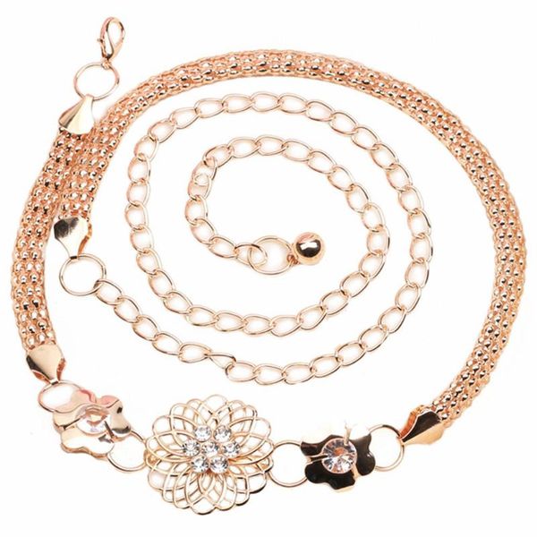 

vintage classics women lady fashion metal chain style belt body chain belts for women luxury belly belt flower dress, Black;brown