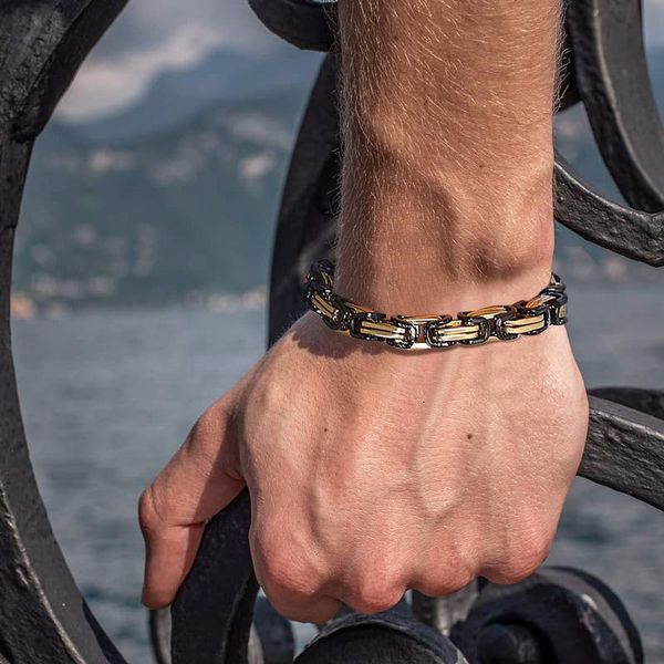 

men's byzantine in stainless steel assorted colors byzantine jewelry, Black