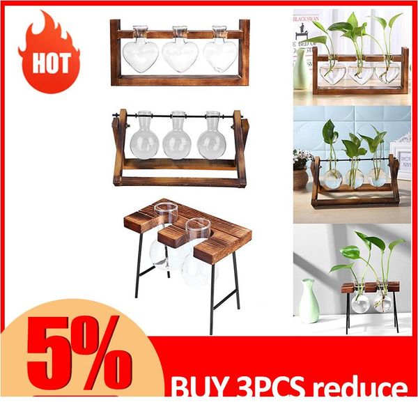 

стеклянная и древесная ваза vase planter terrarium стол настольный гидропонический завод бонсай цветочный горшок висячие горшки с деревянным