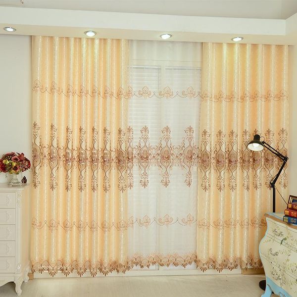 

european style curtains for living dining room bedroom high-end embroidered fabric lace curtains modern tulle lace customization