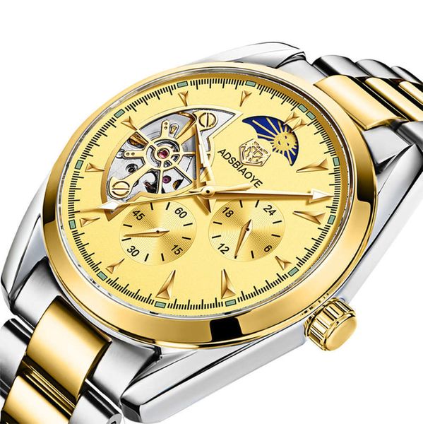 

star adas watch waterproof tourbillon swiss multifunctional six pin mechanical watch luminous automatic men's watch d3xj, Slivery;brown