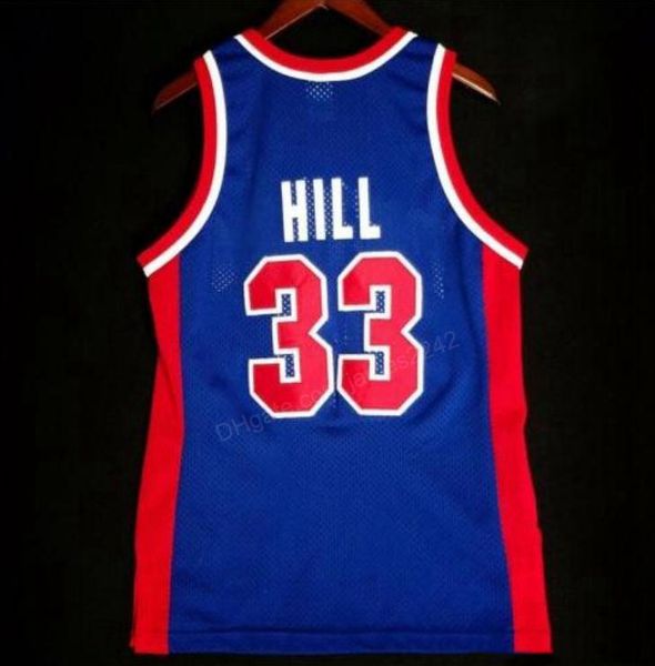 Retro personalizado #33 Grant Hill College Basketball Jersey Men's Blue qualquer tamanho 2xs-3xl 4xl 5xl Nome ou número de qualidade superior