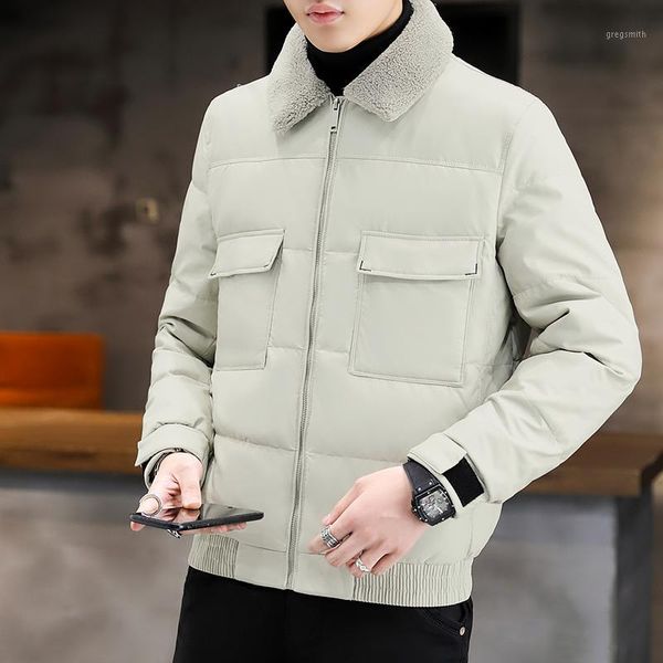 

parkas men winter jacket new turn down fur collar white duck down warm pu leather bomber jacket mens winter jackets and coat1, Black
