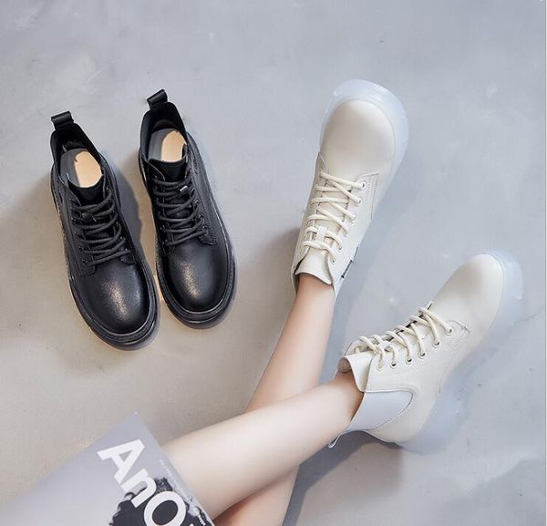 

2021 new autumn all-match super fire british style white low-boots, Black