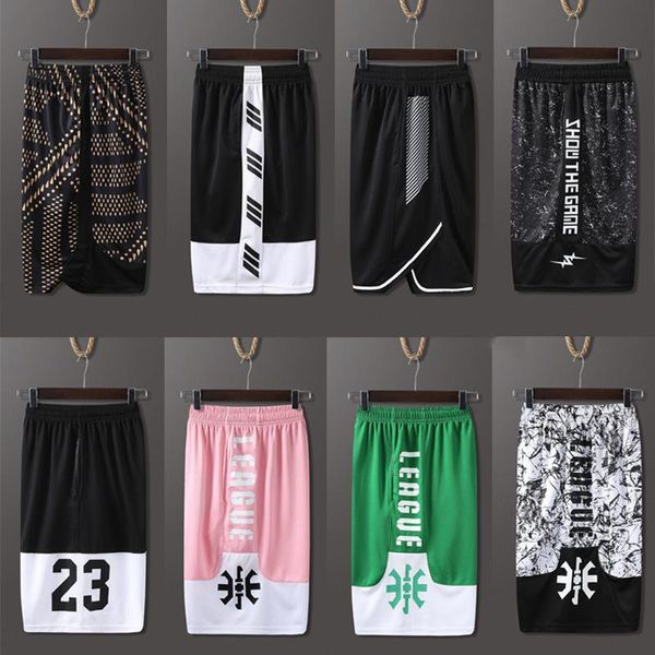 

sports shorts men's basketball shorts street trend quick-drying beach training female loose over-the-knee hip hop pants, White;black