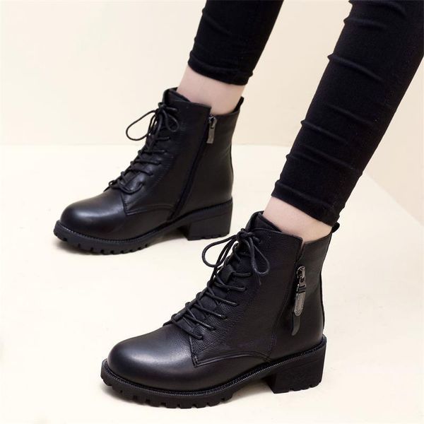 

boots women's rubber fashion womens shoes 2021 booties ladies round toe boots-women winter footwear rain punk rock med, Black