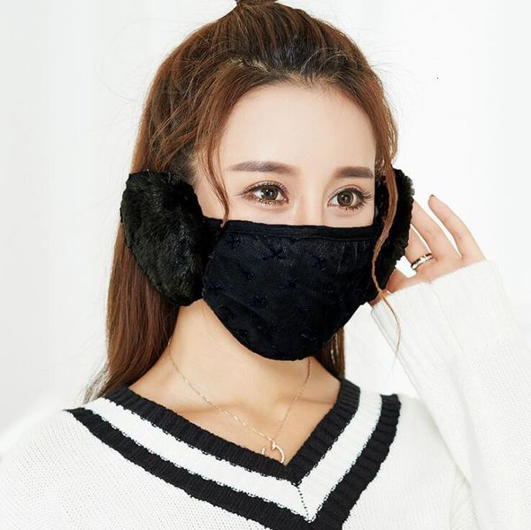

autumn winter face cover plush ear protective thick warm masks 2 in 1 mouth-muffle earflap for ladies girls mouth mask 3 nnzpv