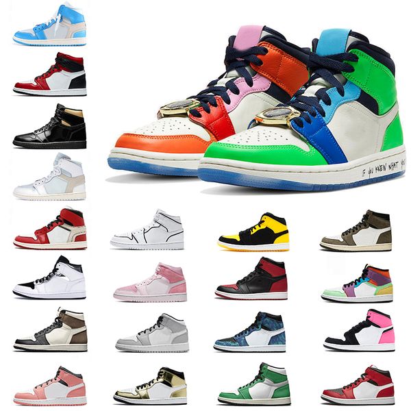 

original trainers basketball shoes mid light smoke grey offfwhite red high og black gold sports shoes 1s for men women