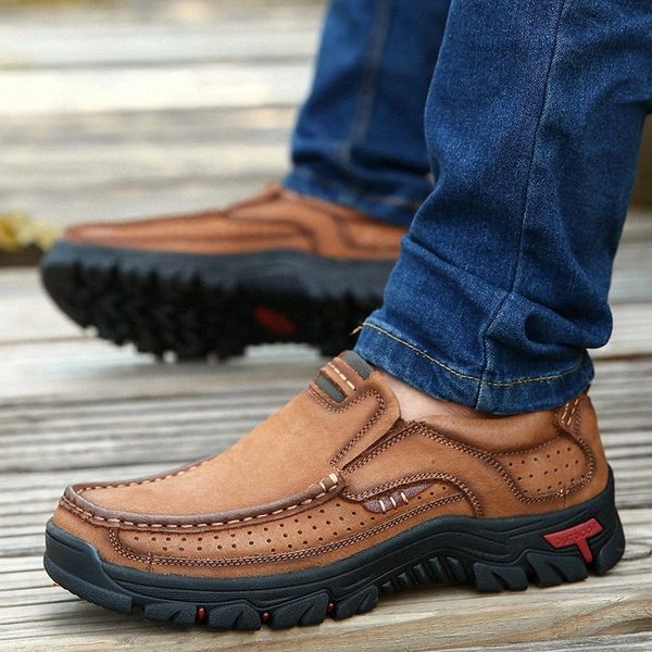

genuine leather men flats shoes fashion men casual outdoor casual shoes cow leather loafers sneakers big size 48 #ij1y