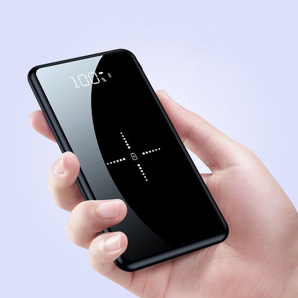 

wirels digital display 10000 ma lightweight mobile mirror power bank gift