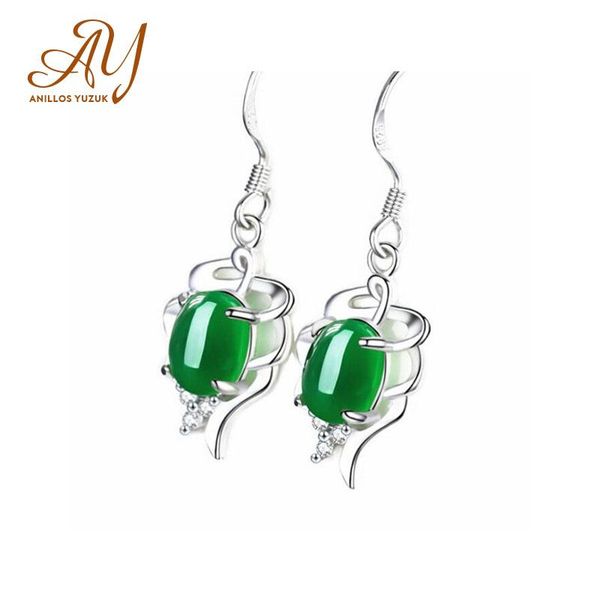 

anillos yuzuk vintage 925 sterling silver green chalcedony emerald gemstone drop dangle cocktail earrings fine jewelry wholesale