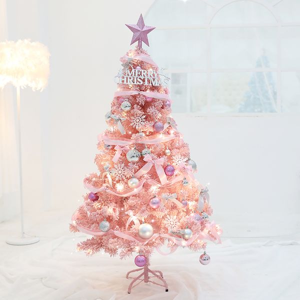 

2021 ins package flocking christmas pink tree net wind red 1.2m 1.5m shopping window home decoration new