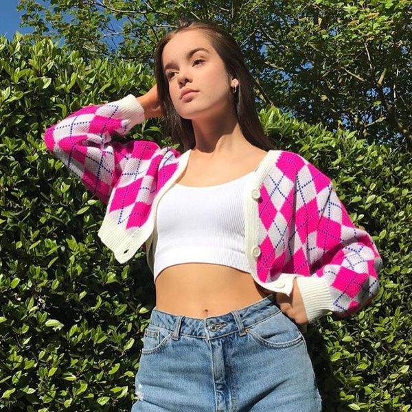 

women cardigan sweaters knitted crop autumn loose long sleeve v-neck single-breasted fashion clothes for female ladies new, White