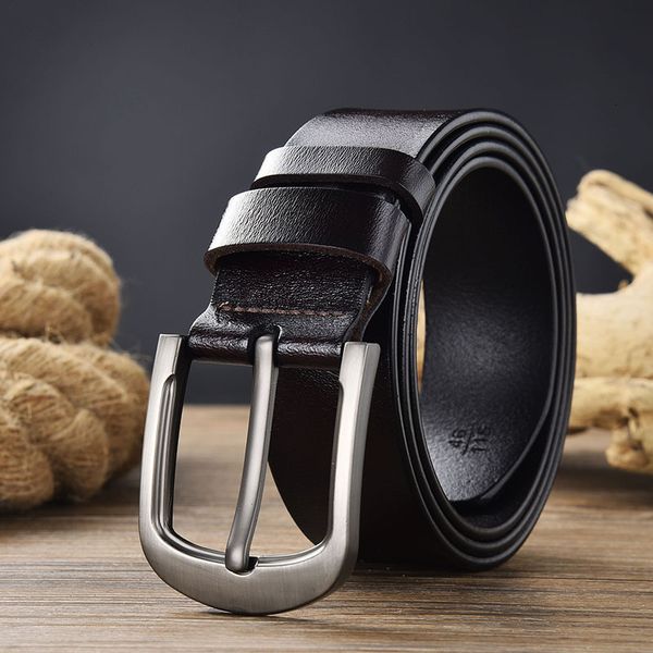 

2020 new men's belt leather young people all-match leather pin buckle casual pants belt, Black;brown