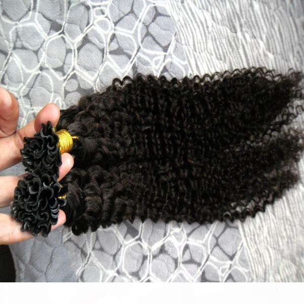 

u tip hair keratin stick tip hair extensions kinky curly 100g 100s natural color u tip human hair extensions, Black