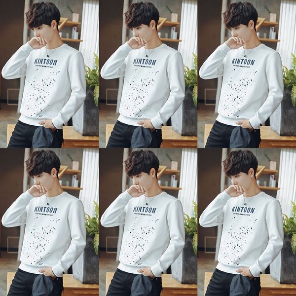 

cj8tl новый sweatercoat длинный рукав футболки мужские весной и осенью топ стиль sweaterround шеи свитер пассивом моды мужской рубашки верхн, Black