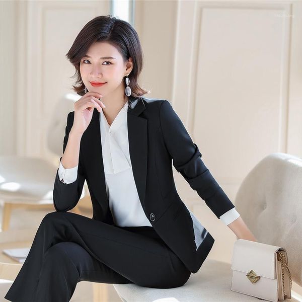 

2020 spring and summer new trousers suit female korean version of professional decoration temperament overalls two-piece suit1, White;black