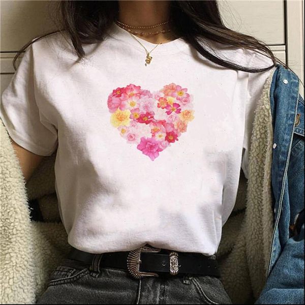 

new love heart printed women t shirt cartoon woman print white t shirt harajuku tshirt funny tees femme shirts