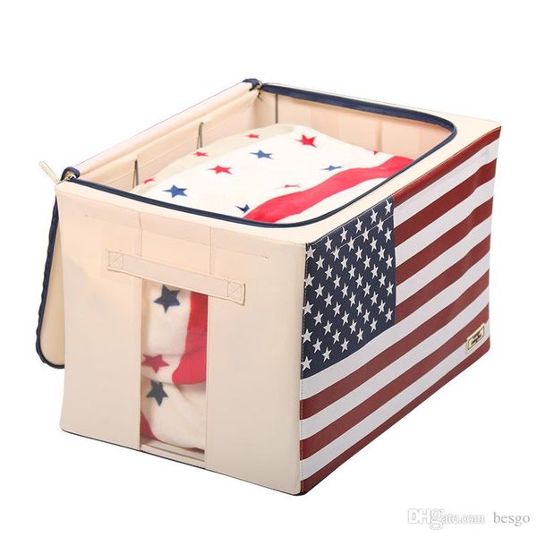 

folding oxford delicate zipper large clothes storage baskets 66l wardrobe organizer family retro spinning storage box dh0491-2 t03