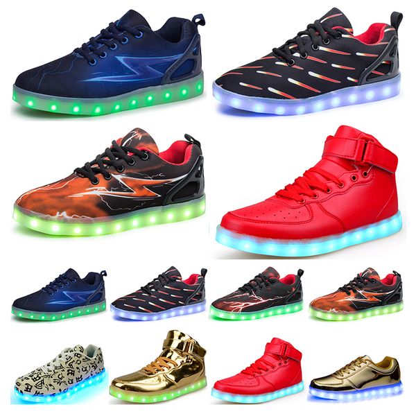 

casual luminous shoes mens womens big size 36-46 eur fashion breathable comfortable black white green red pink bule orange two 29