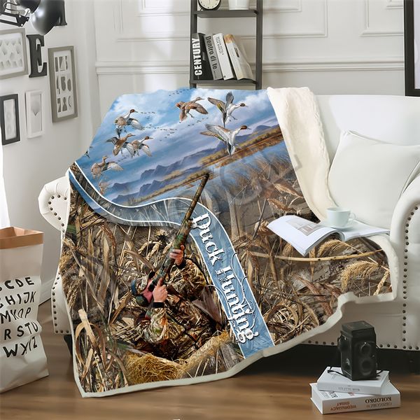 

cloocl blankets animal duck hunting 3d print hip-hop style sofa travel throw blanket teens bedding plush quilt