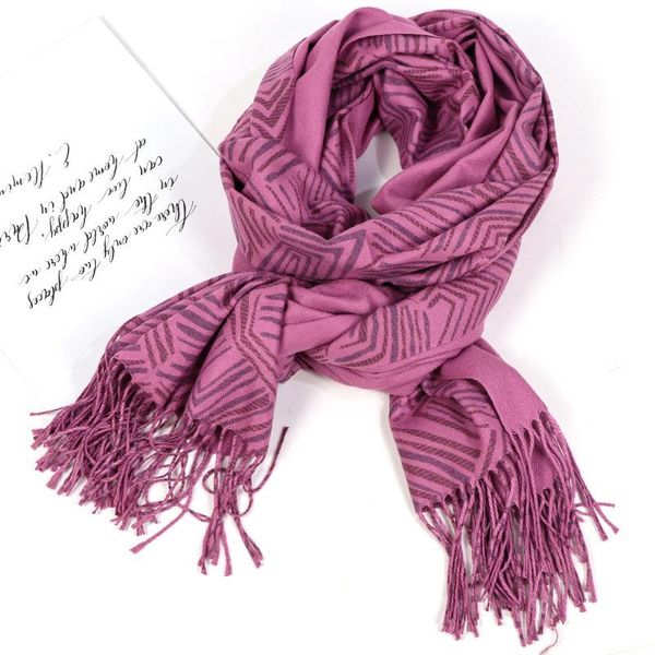 

scarves style winter jacquard pure color cashmere feel scarf thickened tassel double-sided all-match warm shawl fashion, Blue;gray