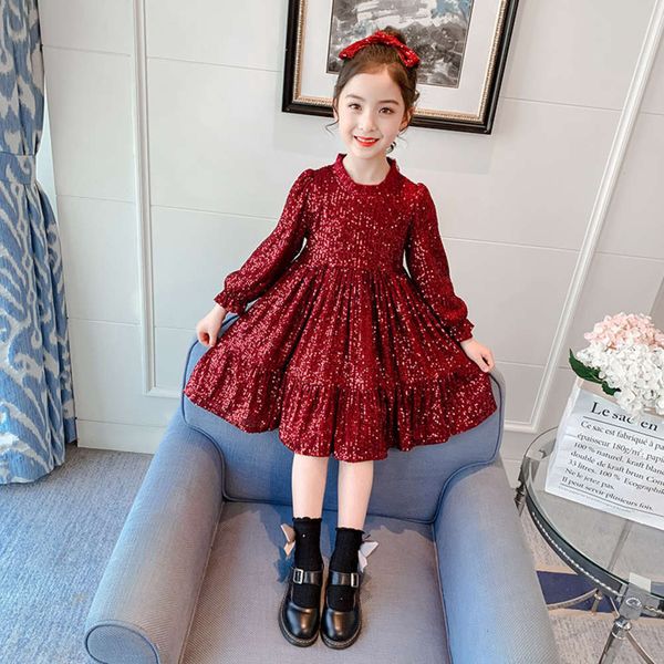 

drs girls' street show sequin spring and autumn veet 2021, Red;yellow