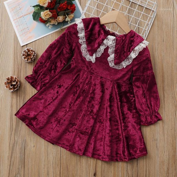 

baby / toddler vintage lace red velet long-sleeve dress1, Red;yellow