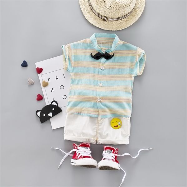 

мальчик полосатая рубашка наборы детские костюм set summer короткие рукава одежды мило одежду детская одежда для мальчиков c1016, White