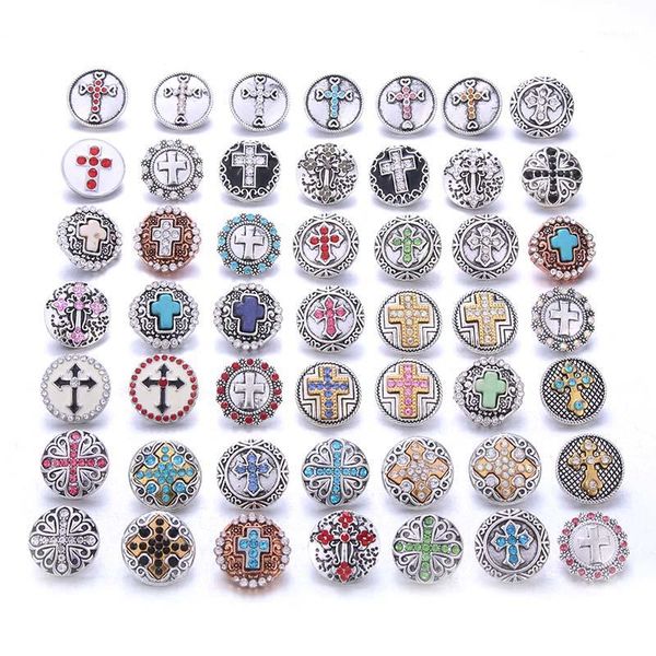 

charm bracelets 10pcs wholesale cross faith 18mm snap jewelry mixed metal rhinestone button fit bracelet bangles necklaces1, Golden;silver