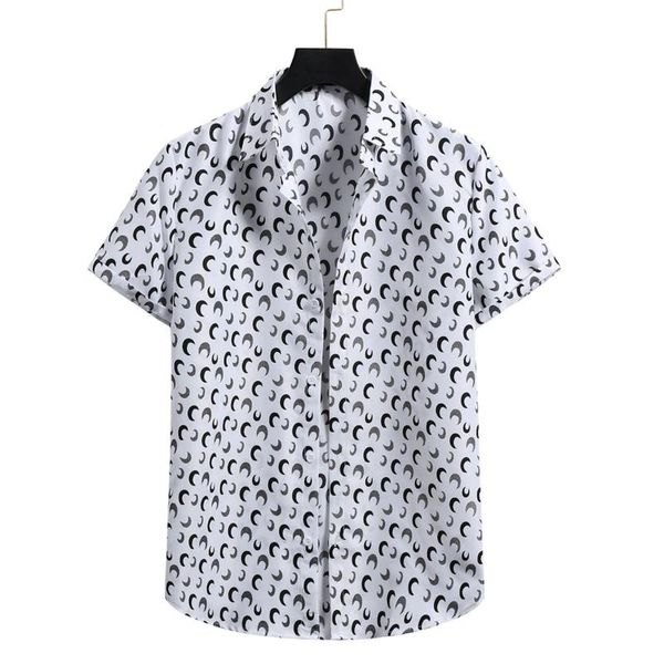 

summer mens shirts casual slim fit short sleeve shirts for men hawaiian printing male blouse streetwear chemise homme, White;black