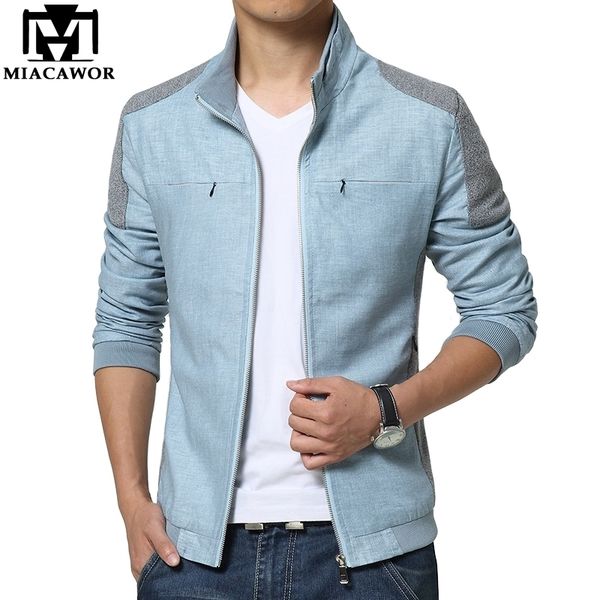 

miacawor new fashion men jacket spring autumn cotton linen jaqueta masculino casual men coats slim fit blouson homme mj403 201116, Black;brown