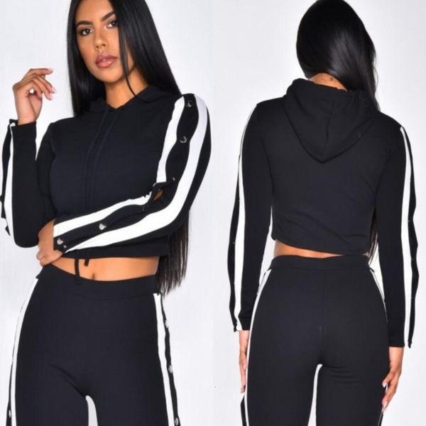 

sweater autumn new women's sports casual hooded red and white color matching single breasted suit, Gray