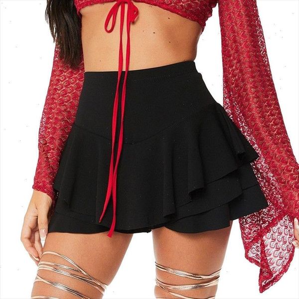 

womens layered ruffled skirt shorts frill soft and comfortable skorts high waisted shorts solid color mini skirt c, White;black