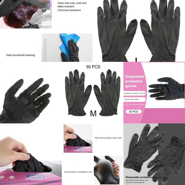 

50pcs disposable latex rubber protective nitrile gloves for work kitchen garden household cleaning gloveacngreattu8z