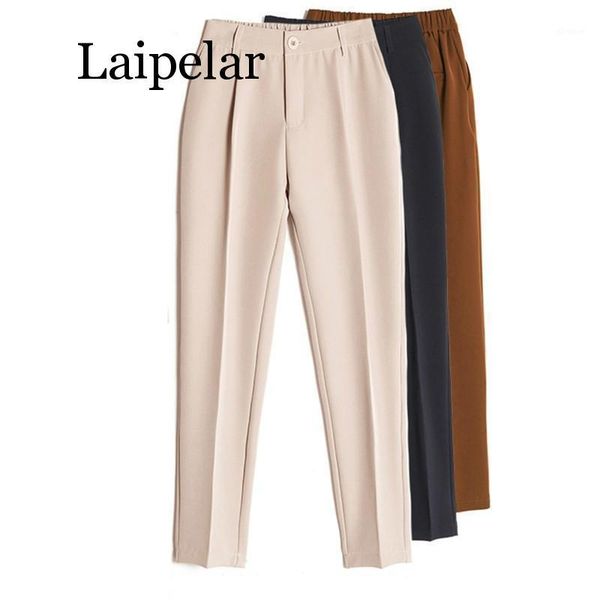 

women's casual harem pants spring summer fashion loose ankle-length trousers female classic high elastic waist black camel beige1, Black;white