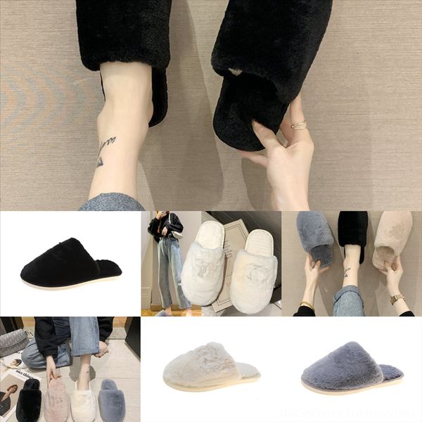 

rfs8a ethel anderson plush slipper fox kid real for fur shoes slippers lady natural raccoon amazing flops fluffy fur sandals plush slides, Black