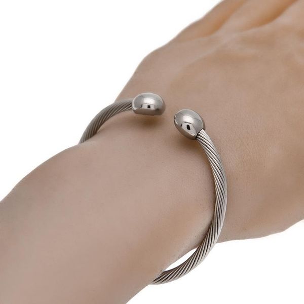 

hip hop open magnetic stainless steel health bracelet ice out men women magnet twisted rope bracelet bbyisb, Black