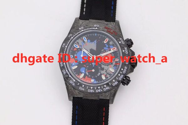 

jh v2 custom montre de luxe carbon fiber watch case 40mm x 13.6mm 7750 timing mechanical movement super luminous mens watches, Slivery;brown