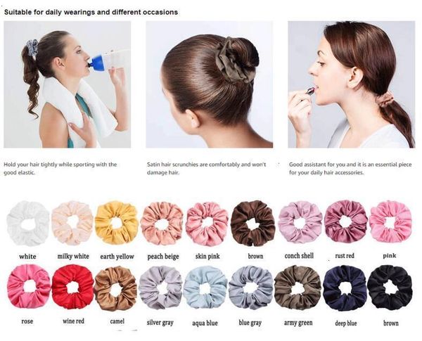 

bands satin solid hair scrunchies women elastic stretchy scrunchie girls headwear silky loop ponytail holder 30 colh60p