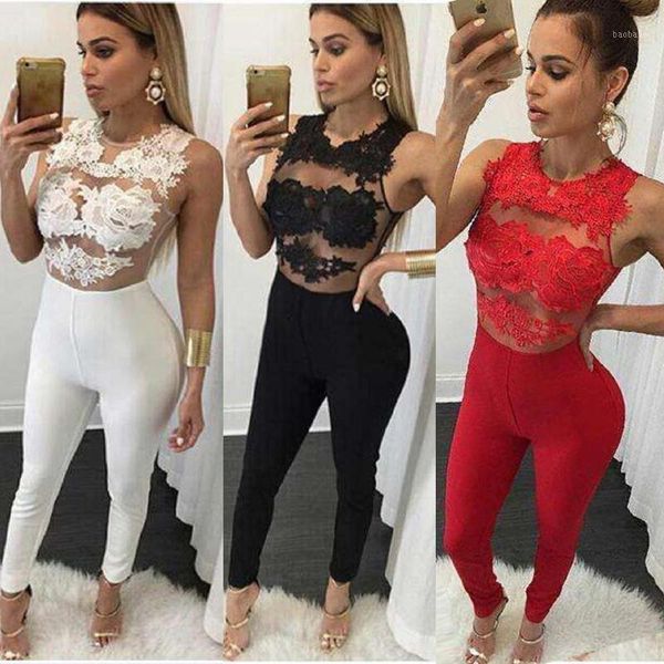 

patchwork bodysuits overalls sleeveless lace patchwork women long jumpsuits bodycon women clothing s-xl large size bodycon1, Black;white