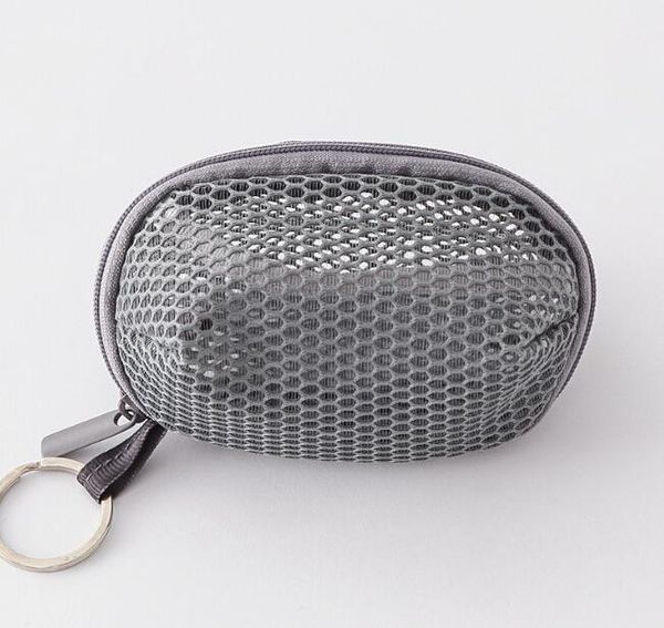 

2020 new women polyester solid mesh protable zipper coin purses mix color, Red;black