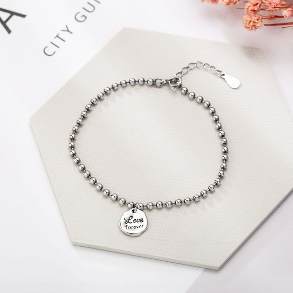 

round bead letter bracelet s9225 full body sterling silver millet beads fine versatile silver women's jewelry 6362 bracelet beadsjewelr, Golden;silver