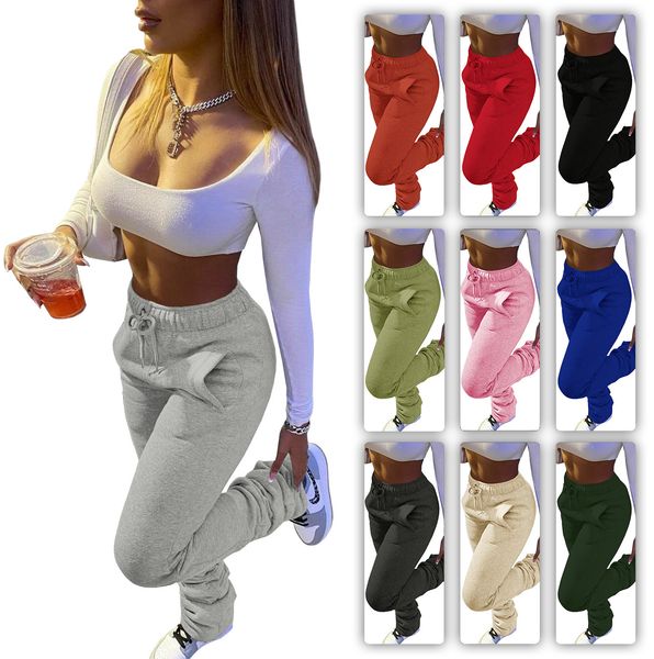 

spot 2021 european and american women's clothing thickened sports leisure drawstring pile pile pants pockets, Black;white