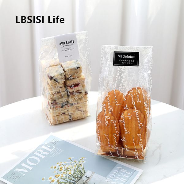 

lbsisi life 50pcs wedding candy cookie gift bag self stand holder cupcake biscuit hand made diy christmas plastic packaging bags q1218